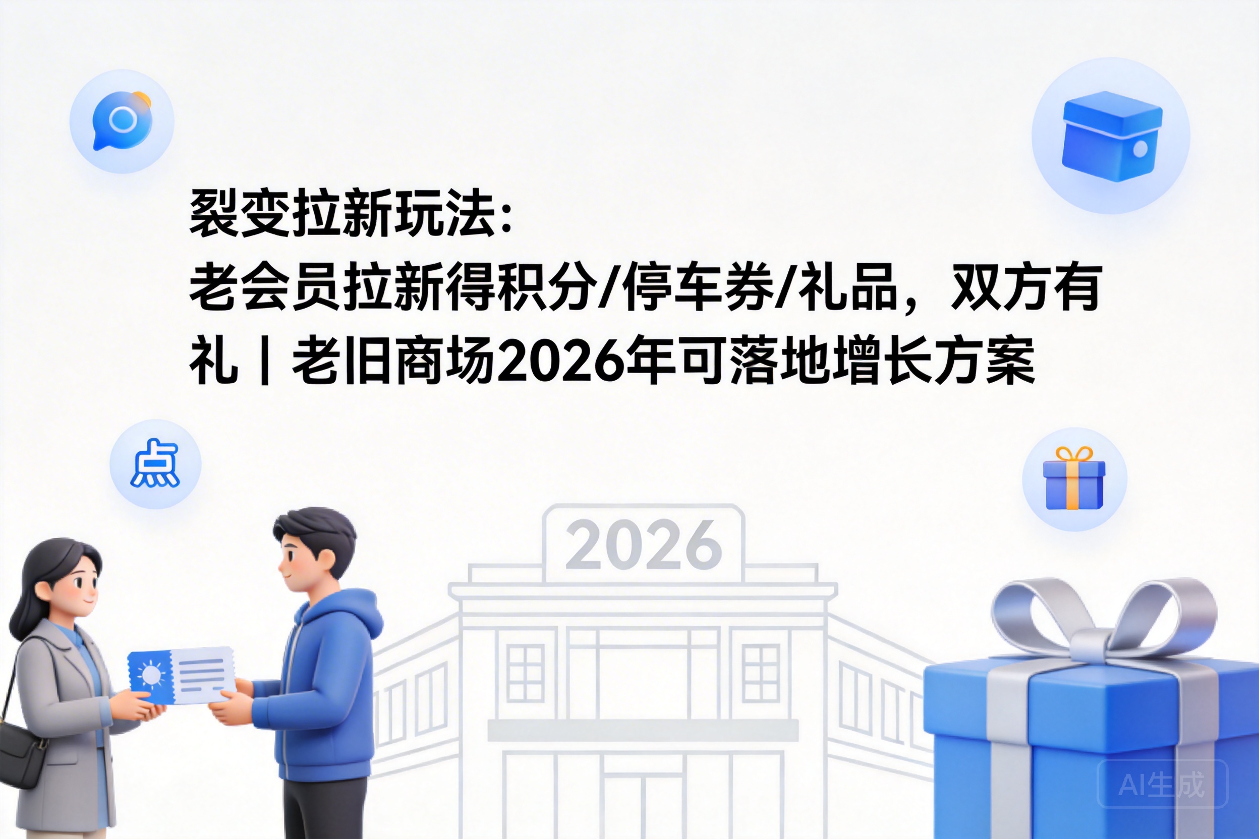 裂变拉新玩法：老会员拉新得积分/停车券/礼品，双方有礼｜老旧商场2026年可落地增长方案