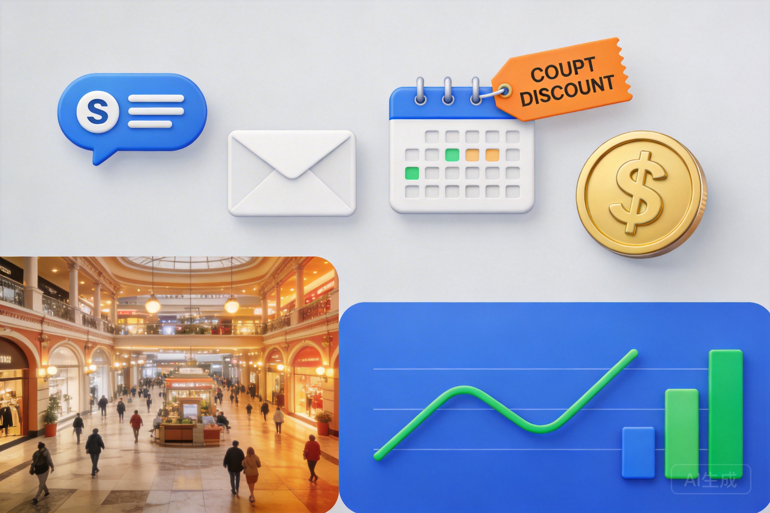 短信与邮件触达：活动预告、券到期提醒、积分即将清零提醒——老旧商场用数据驱动把“沉睡会员”拉回现场