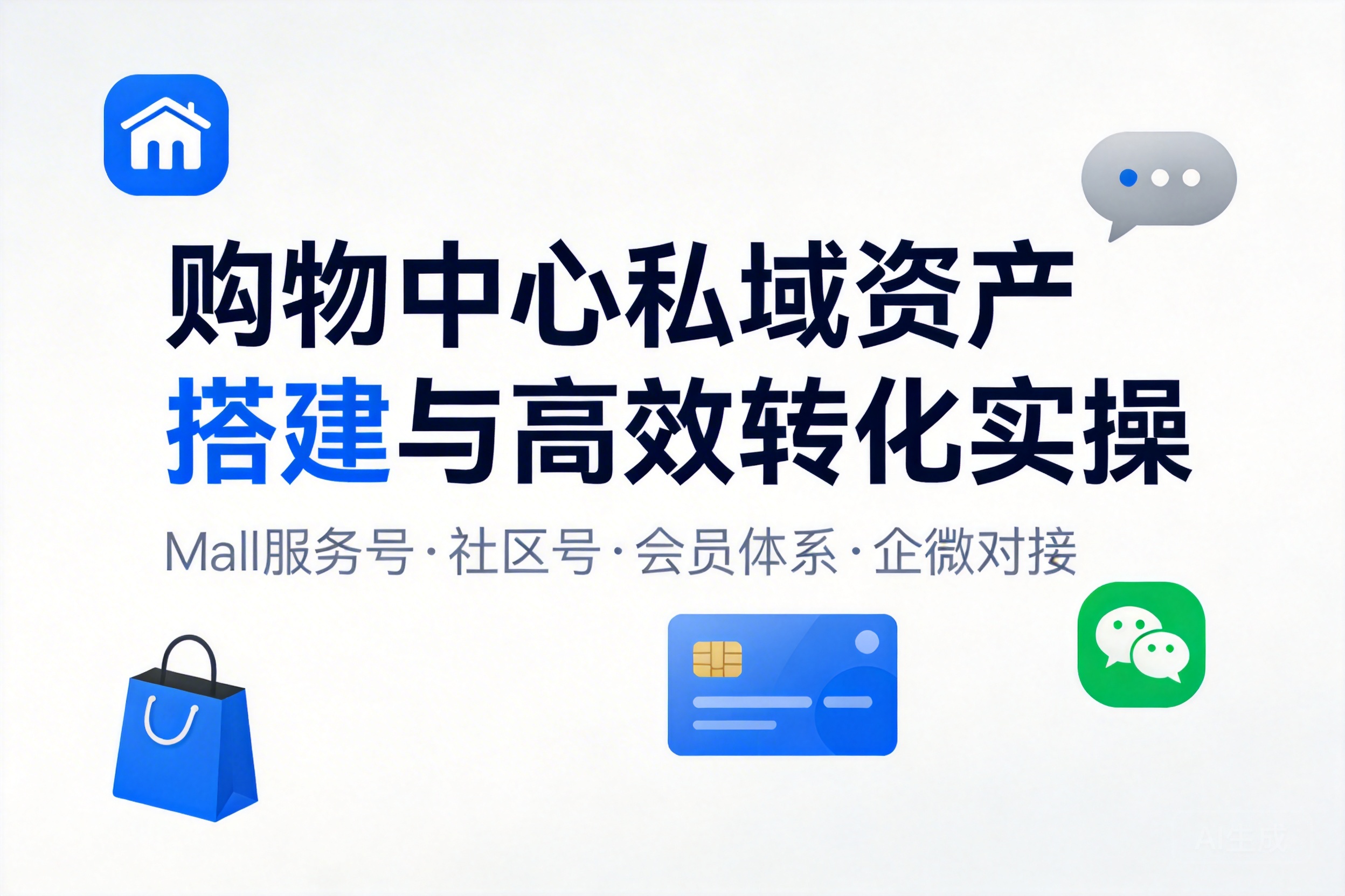 微信公众号（Mall服务号、社区号，对接会员体系与企微）：购物中心私域资产搭建与高效转化实操